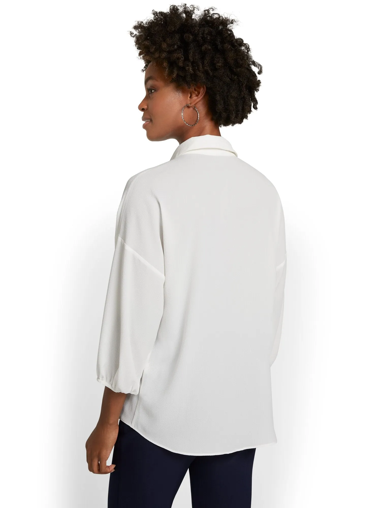 3/4-Sleeve Collar Blouse