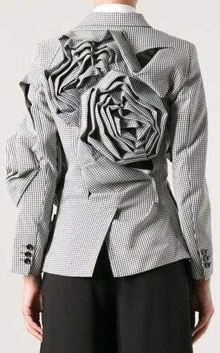 3D Rose Gingham Blazer