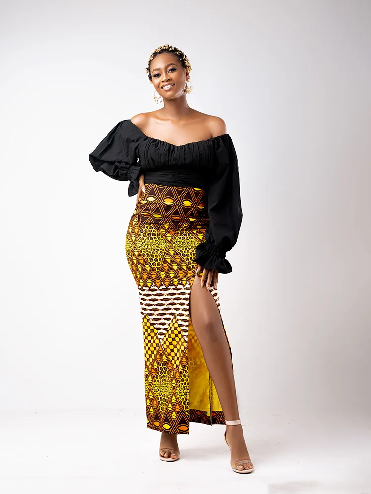 African Print Diba high Slit Pencil Skirt