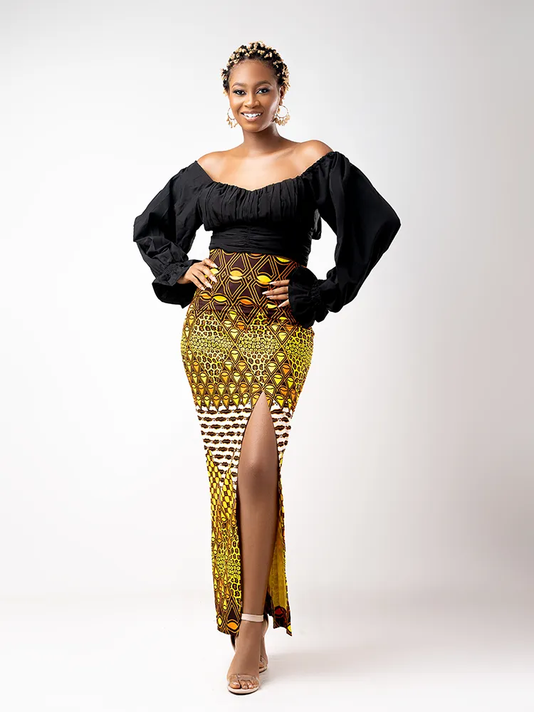 African Print Diba high Slit Pencil Skirt