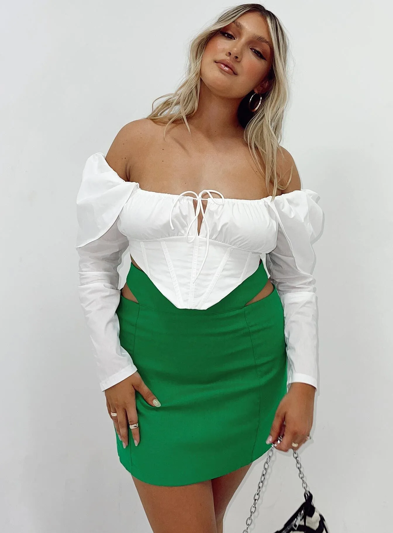 Amara Cut Out Mini Skirt Green