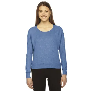 American Apparel Women's Athletic Blue Triblend Lightweight Raglan Pullover