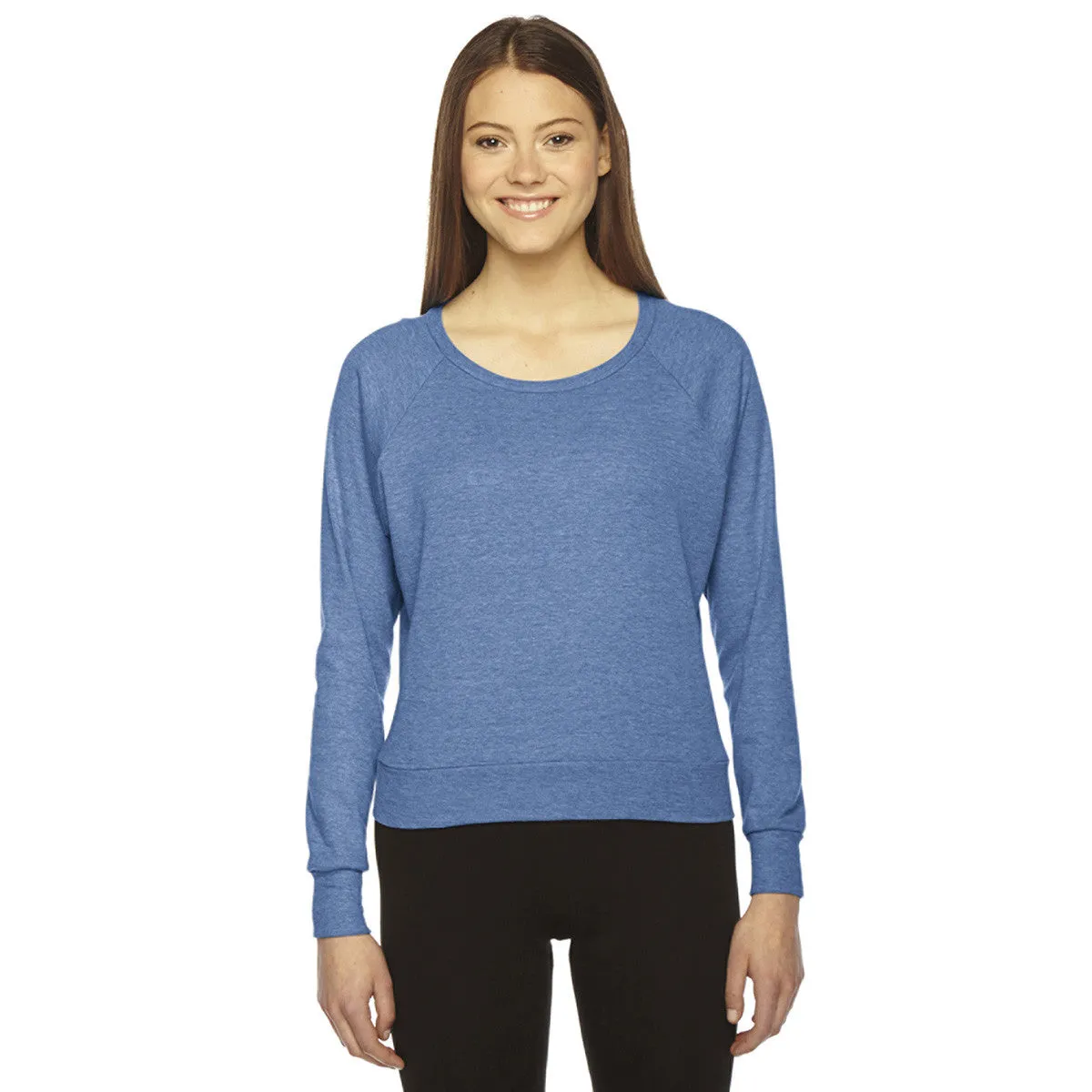 American Apparel Women's Athletic Blue Triblend Lightweight Raglan Pullover