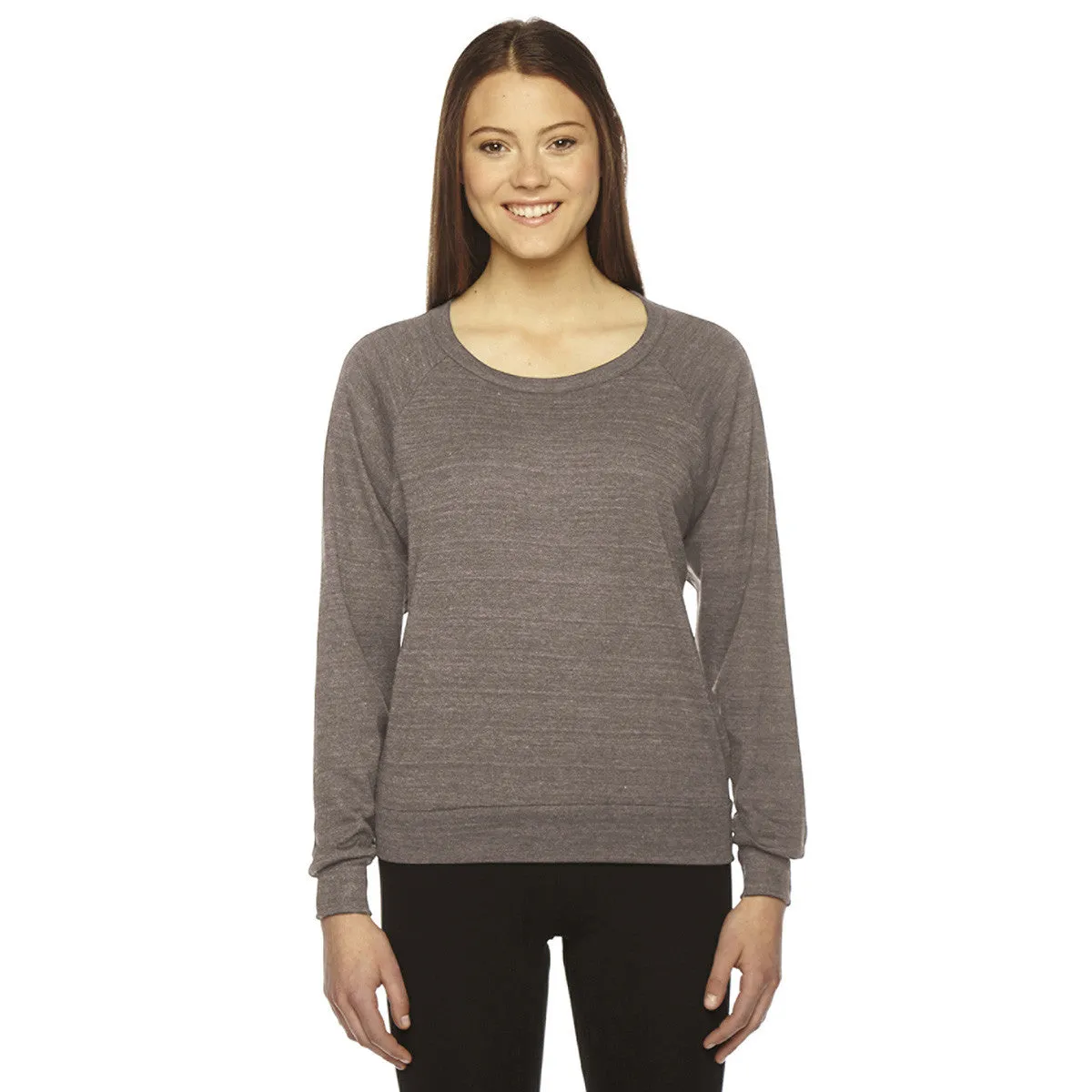 American Apparel Women's Tri Coffee Triblend Lightweight Raglan Pullover