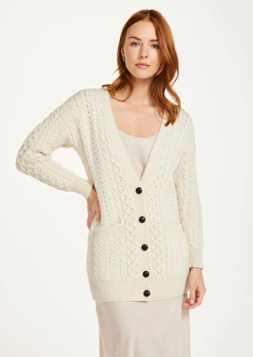 Aran Boyfriend Cardigan | Natural