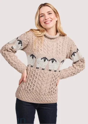 Aran Merino Wool Sheep Sweater | Oatmeal