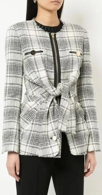 Asymmetrical Frayed Tweed Jacket