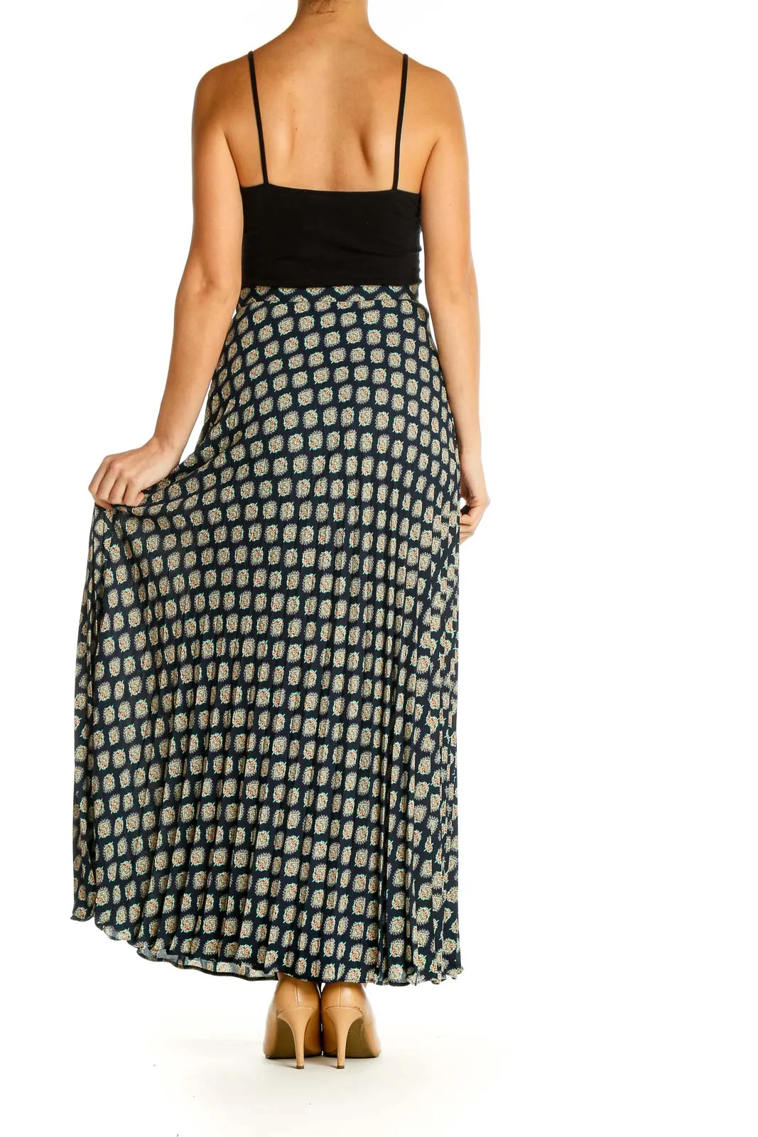 Black Bohemian Printed Maxi Skirt