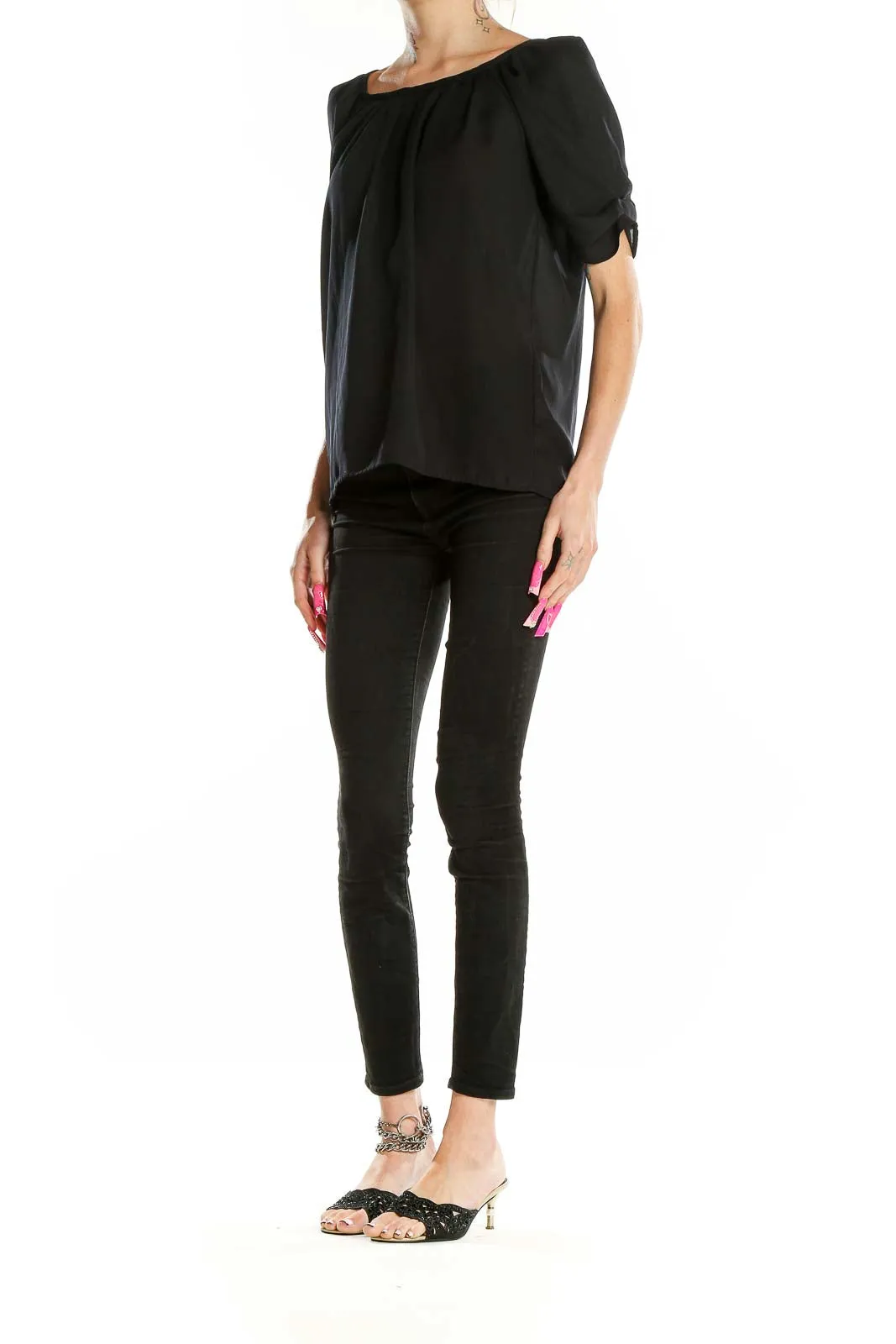 Black Elegant Polyester Blouse