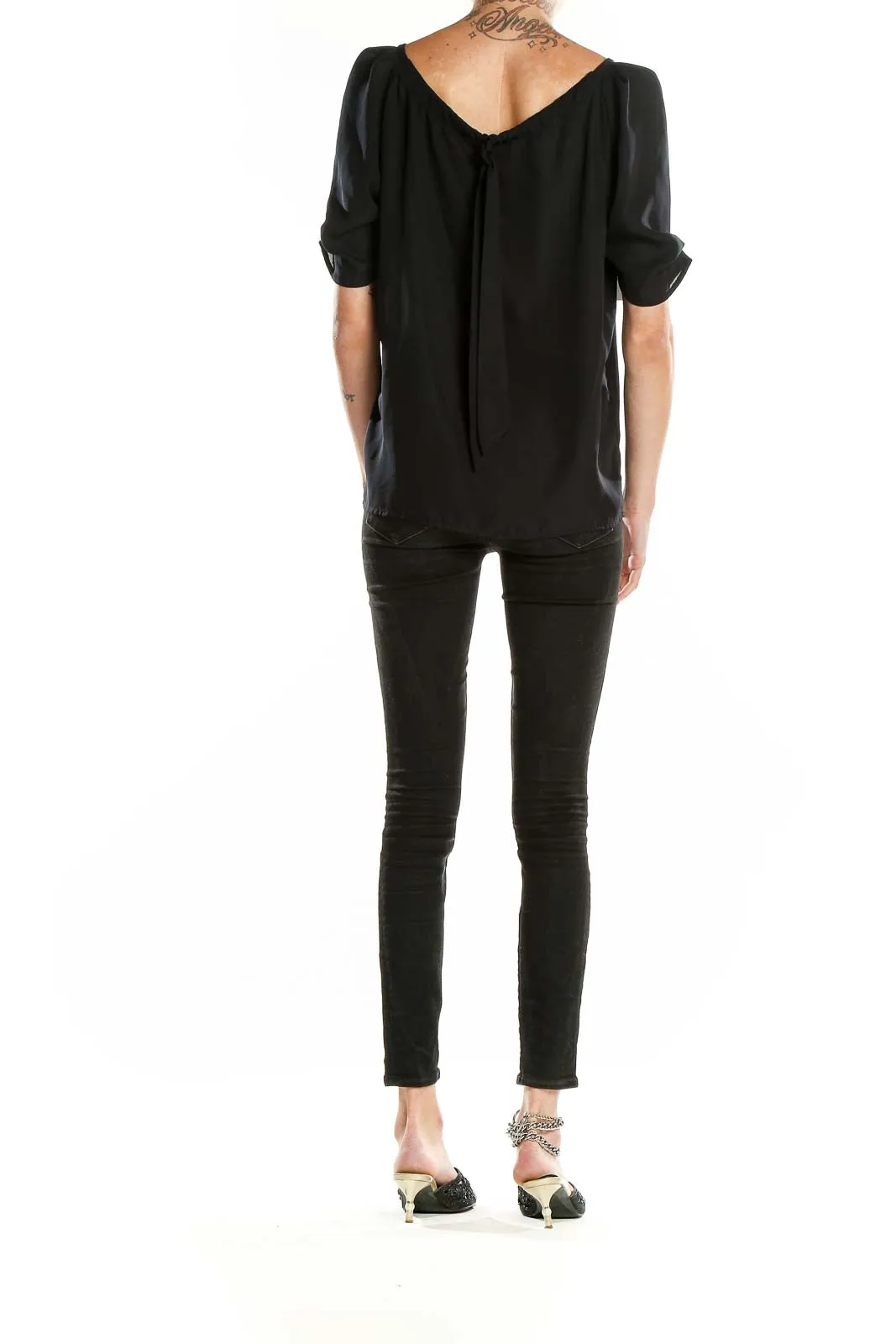 Black Elegant Polyester Blouse