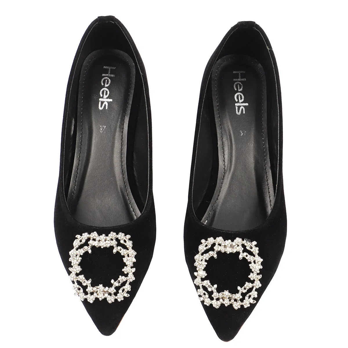 Black Fancy Court Shoes 087091