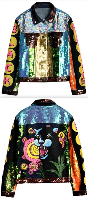 Black Panther Sequin-Embellished Jacket