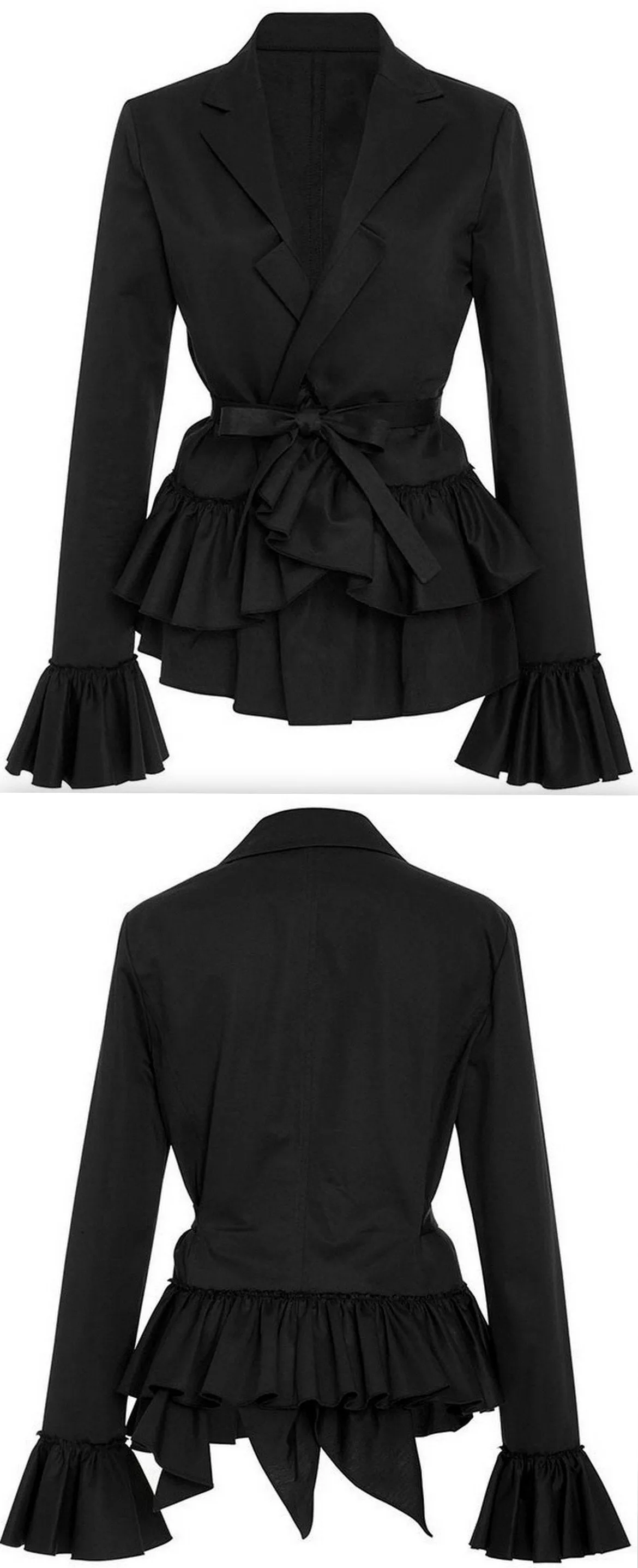 Black Ruffle Peplum Jacket