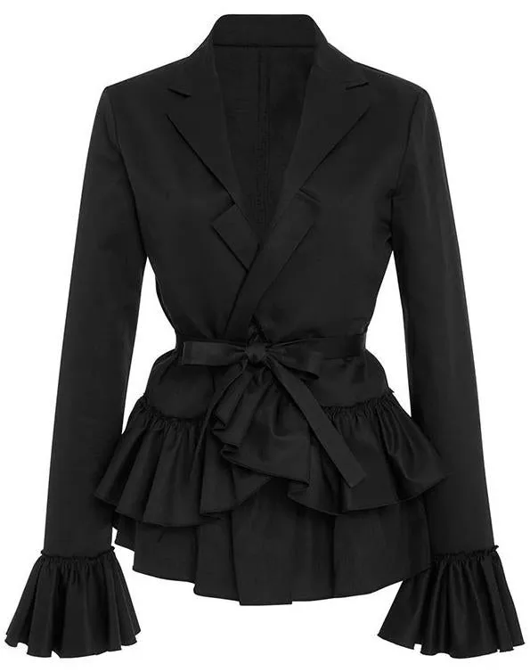 Black Ruffle Peplum Jacket