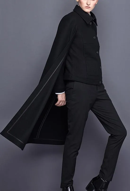 Black Wool Cape Jacket