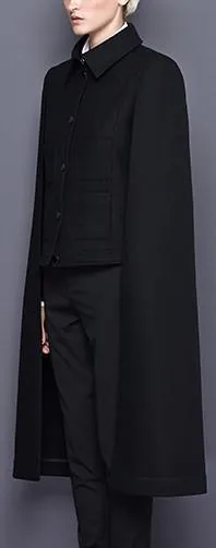 Black Wool Cape Jacket