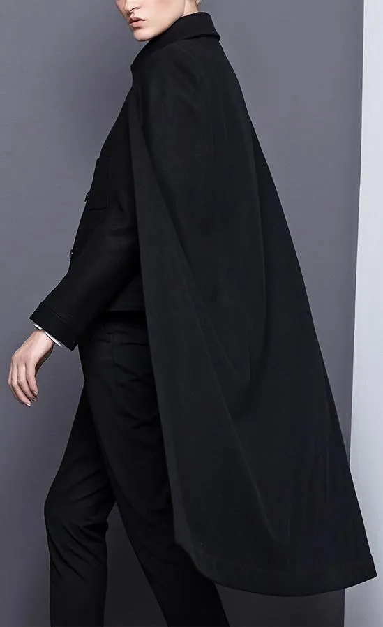 Black Wool Cape Jacket