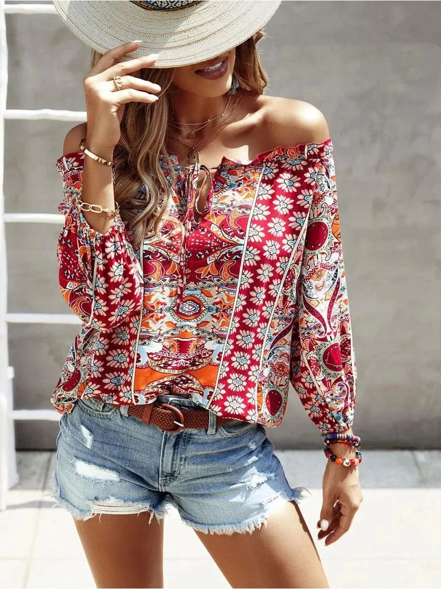 Bohemian Off-Shoulder Floral Top