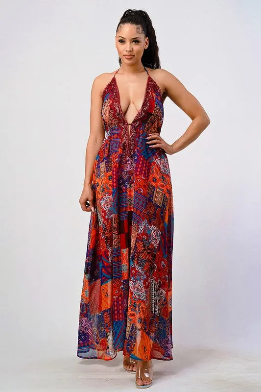 Boho Babe- Sleeveless Maxi Dress