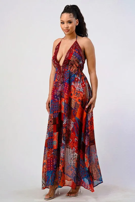 Boho Babe- Sleeveless Maxi Dress