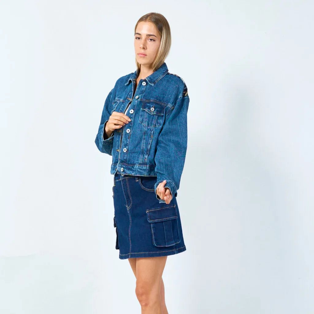 Boho patch denim jacket wholesale