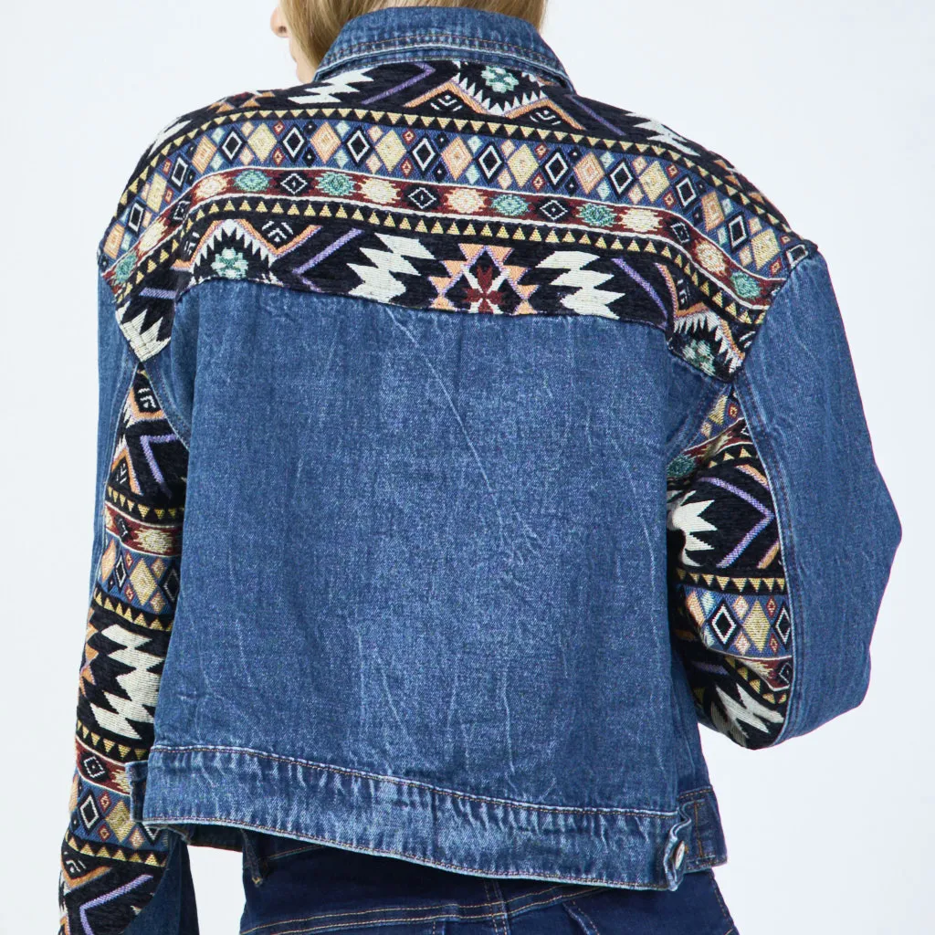 Boho patch denim jacket wholesale