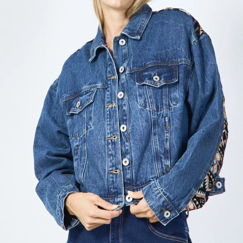 Boho patch denim jacket wholesale