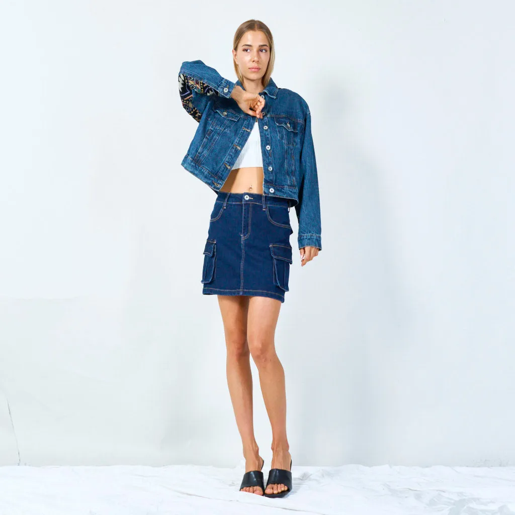 Boho patch denim jacket wholesale