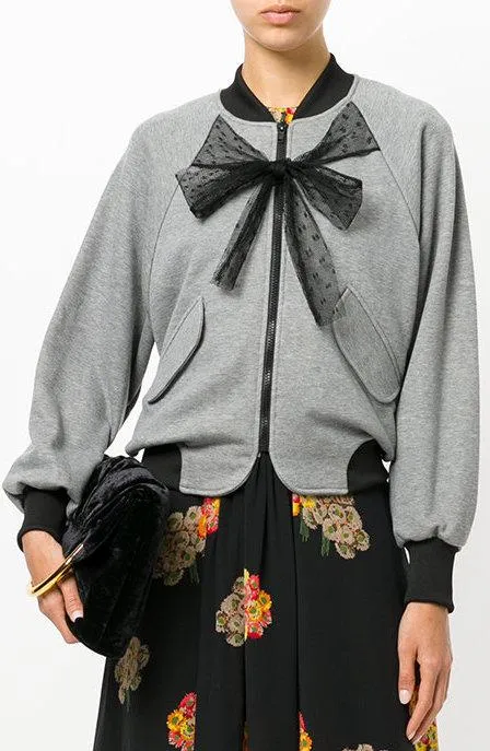 Bow Detail Bomber Jacket