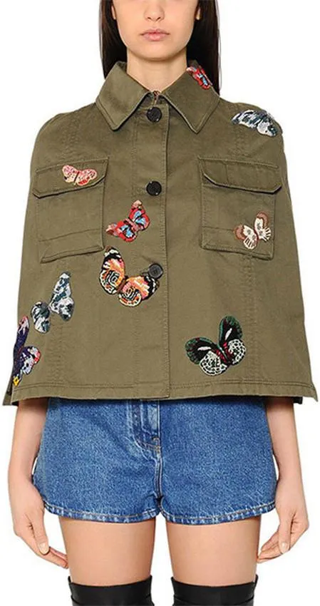 Butterfly Embroidered Cape Jacket