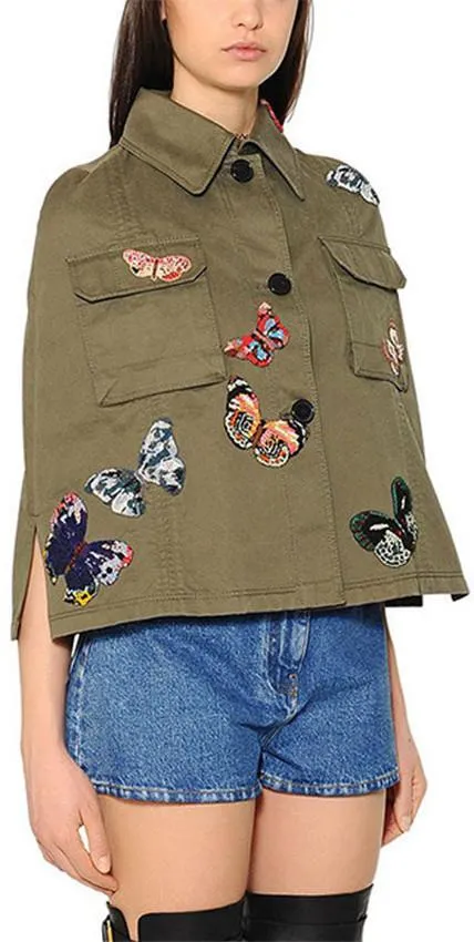 Butterfly Embroidered Cape Jacket