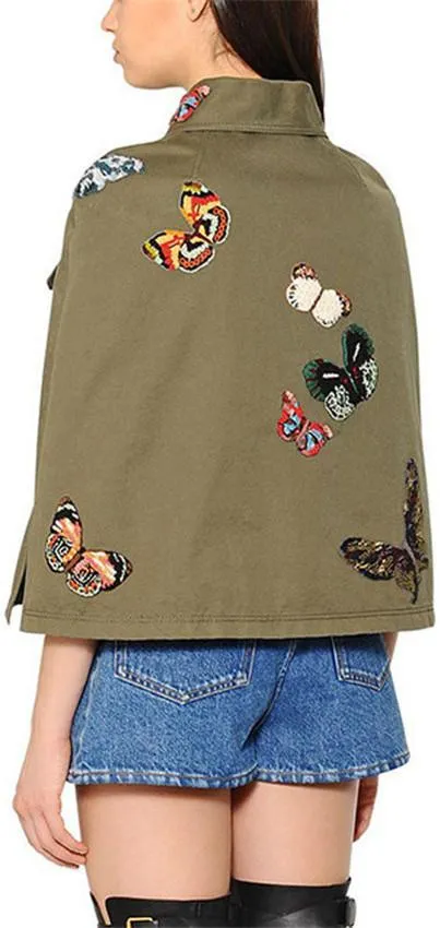 Butterfly Embroidered Cape Jacket