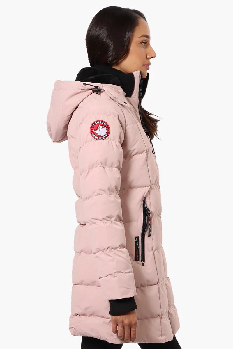 Canada Weather Gear 3/4 Length Bubble Parka Jacket - Pink