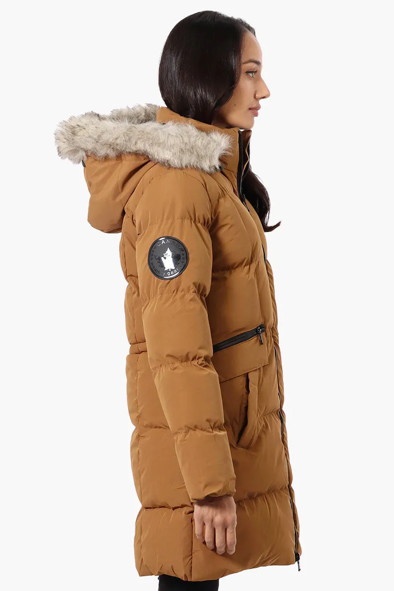 Canada Weather Gear 3/4 Length Puffer Parka Jacket - Camel