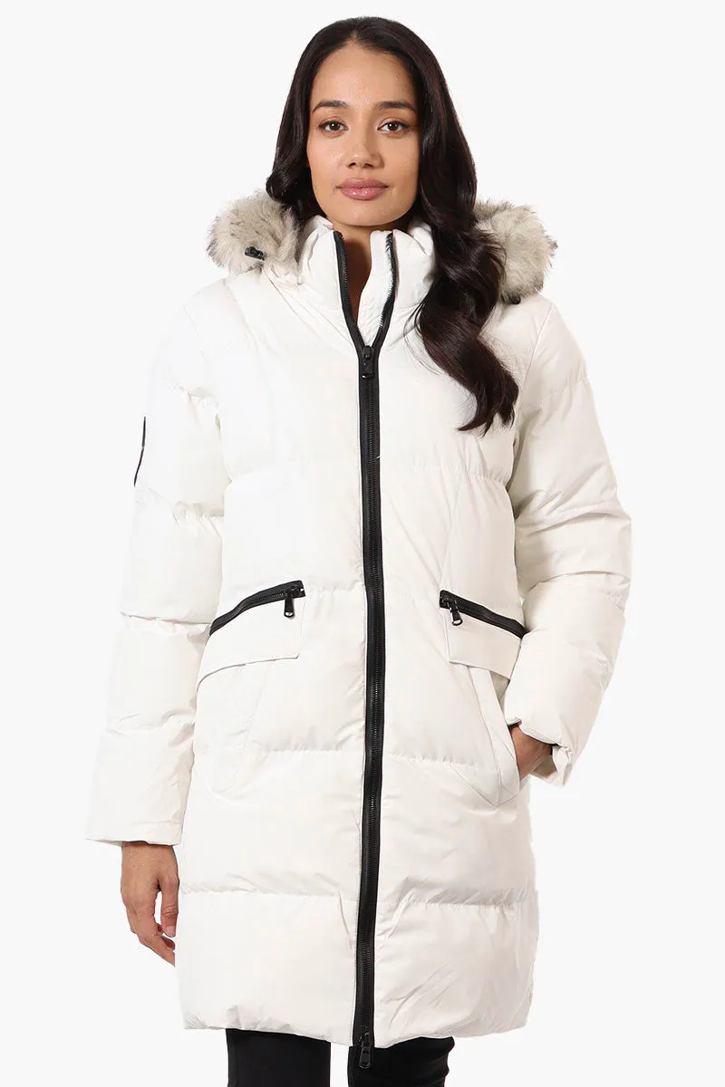 Canada Weather Gear 3/4 Length Puffer Parka Jacket - White