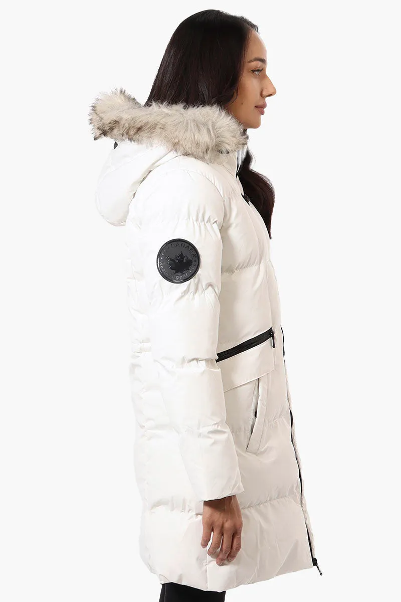 Canada Weather Gear 3/4 Length Puffer Parka Jacket - White