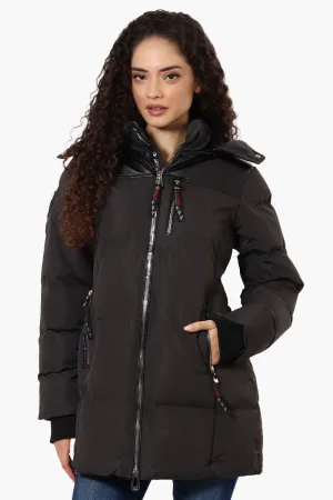 Canada Weather Gear 3/4 Length Vegan Leather Parka Jacket - Black