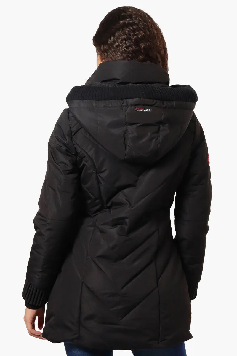 Canada Weather Gear Chevron Quilted Parka Jacket - Black