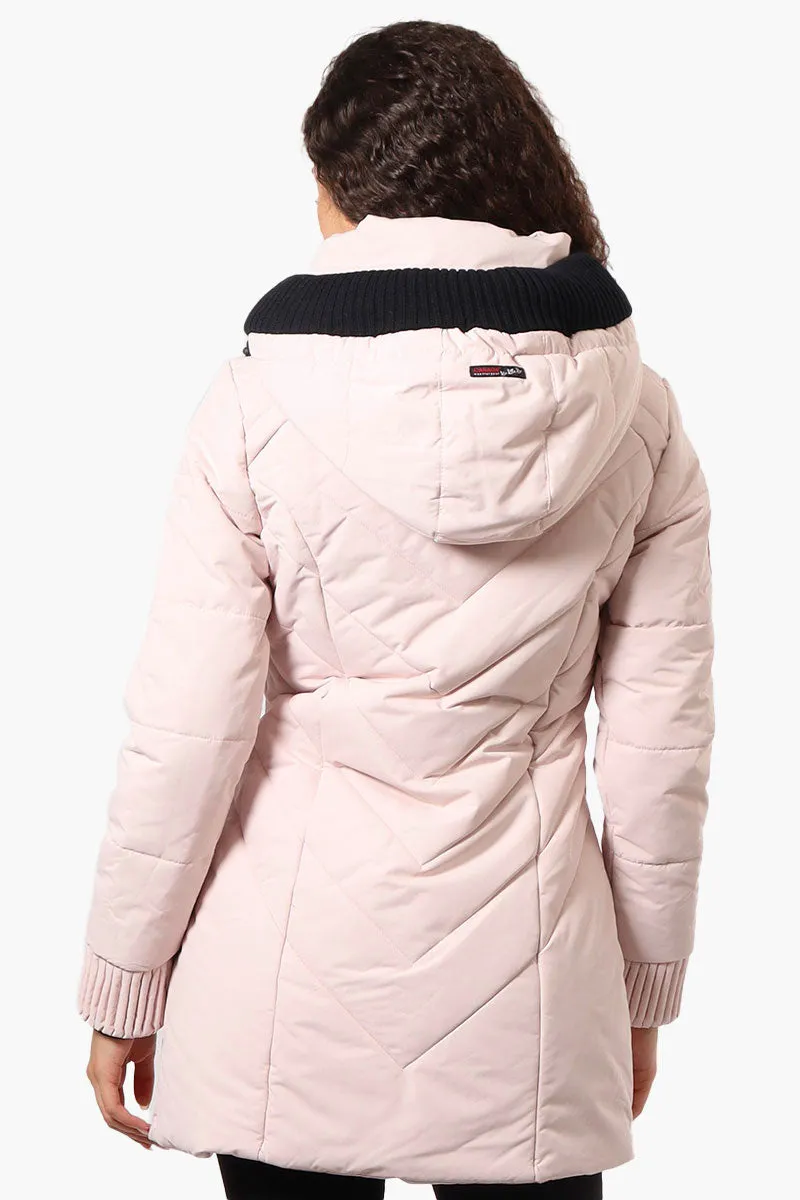 Canada Weather Gear Chevron Quilted Parka Jacket - Pink