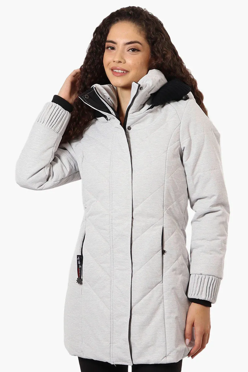 Canada Weather Gear Chevron Quilted Parka Jacket - White