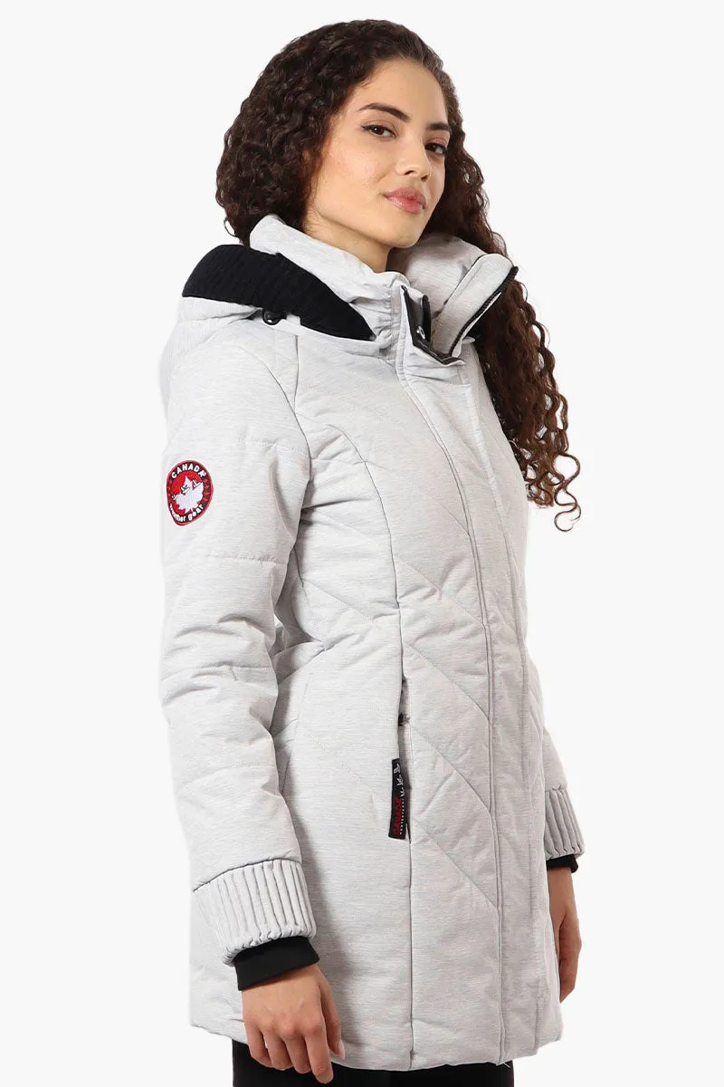 Canada Weather Gear Chevron Quilted Parka Jacket - White