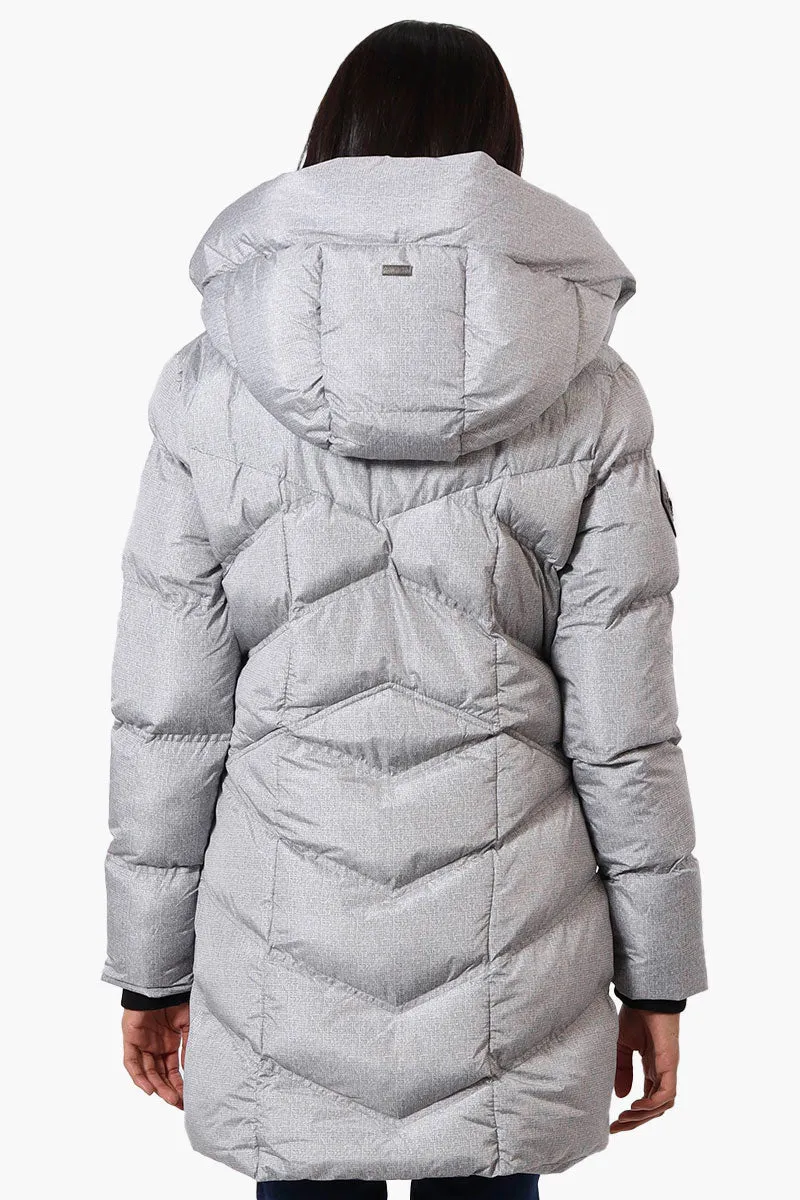 Canada Weather Gear Chevron Quilted Puffer Parka Jacket - Grey