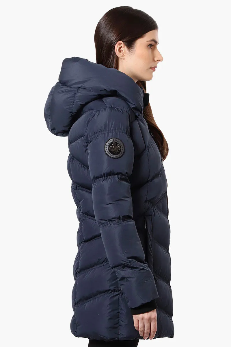 Canada Weather Gear Chevron Quilted Puffer Parka Jacket - Navy