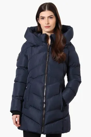 Canada Weather Gear Chevron Quilted Puffer Parka Jacket - Navy