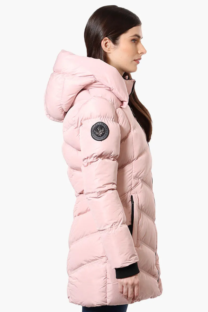 Canada Weather Gear Chevron Quilted Puffer Parka Jacket - Pink