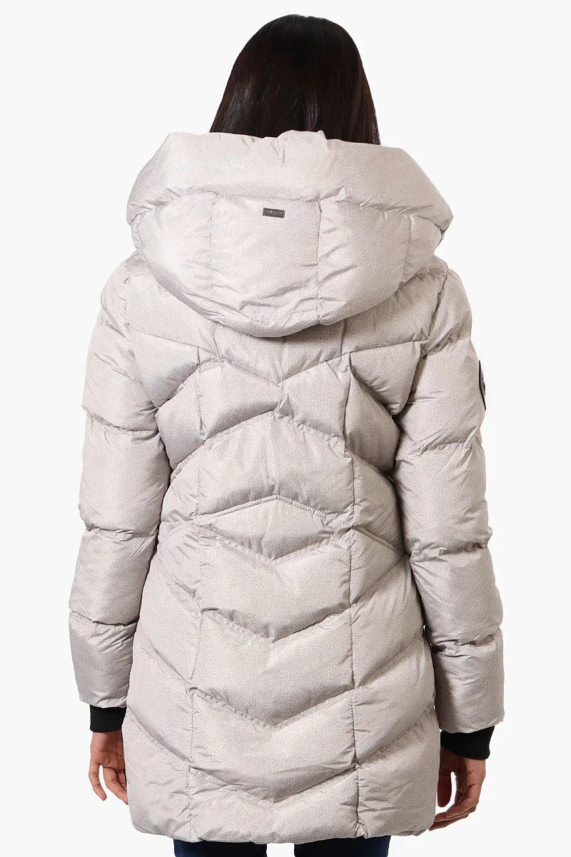 Canada Weather Gear Chevron Quilted Puffer Parka Jacket - Stone