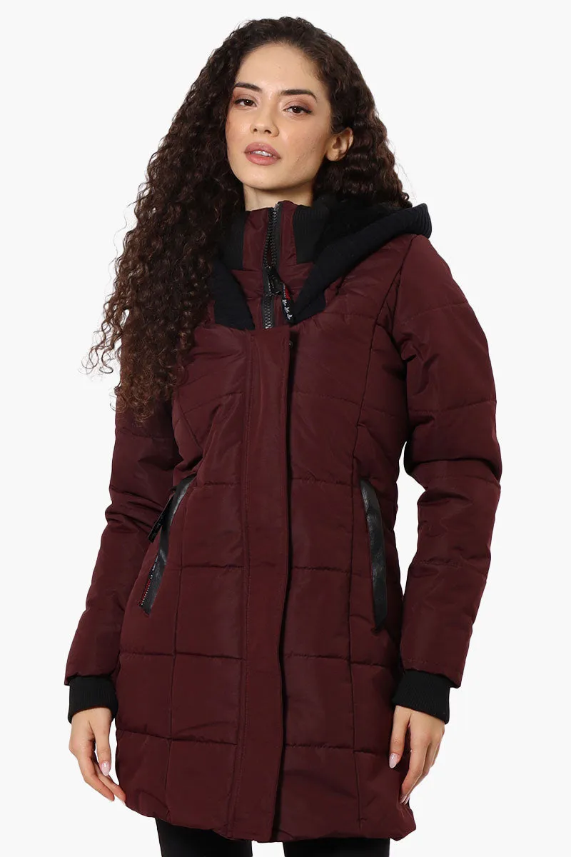 Canada Weather Gear Faux Fur Lined Hood Parka Jacket - Burgundy