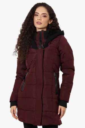 Canada Weather Gear Faux Fur Lined Hood Parka Jacket - Burgundy