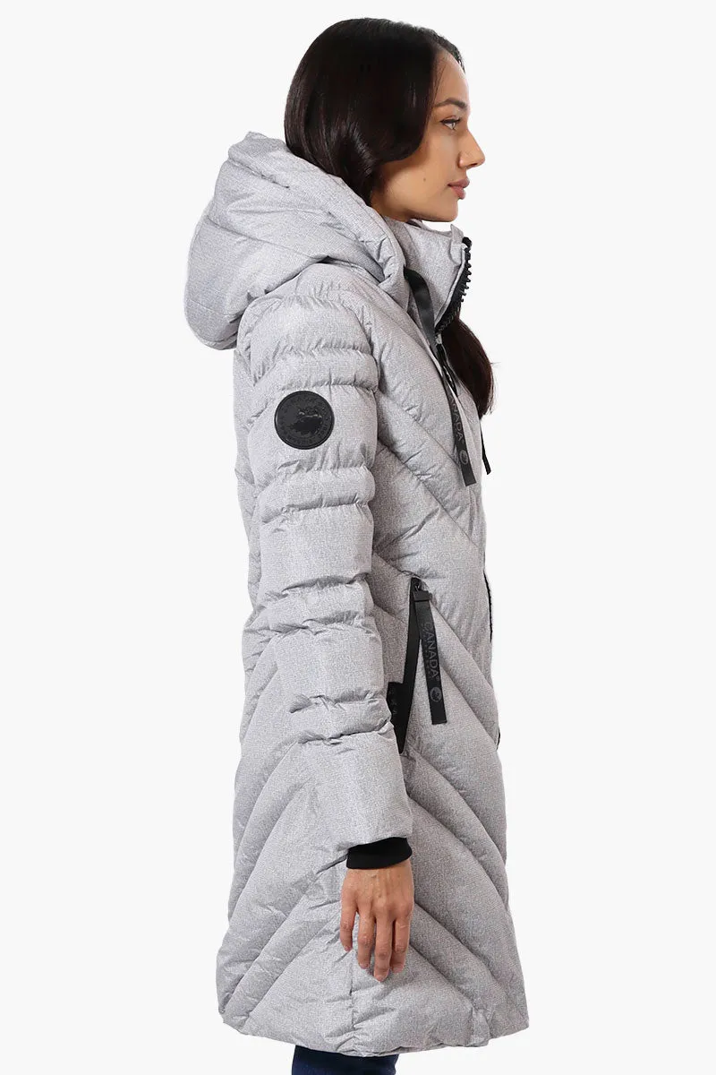 Canada Weather Gear Long Chevron Quilted Parka Jacket - Grey