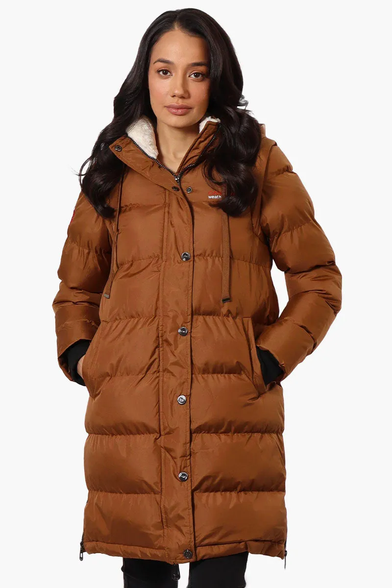 Canada Weather Gear Side Slit Puffer Parka Jacket - Brown